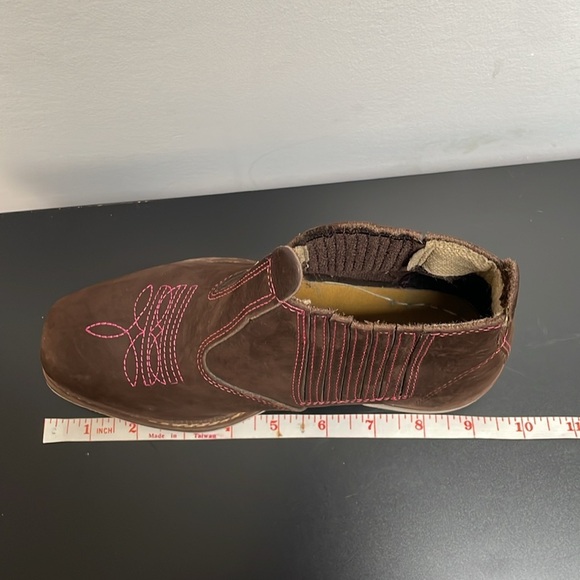 Cowboy Riding Rodeo Boot Square Toe Short Shaft coffee brown pink womens US6 - Picture 11 of 12